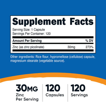 Nutricost Zinc Picolinate 30 mg - 120 Capsules