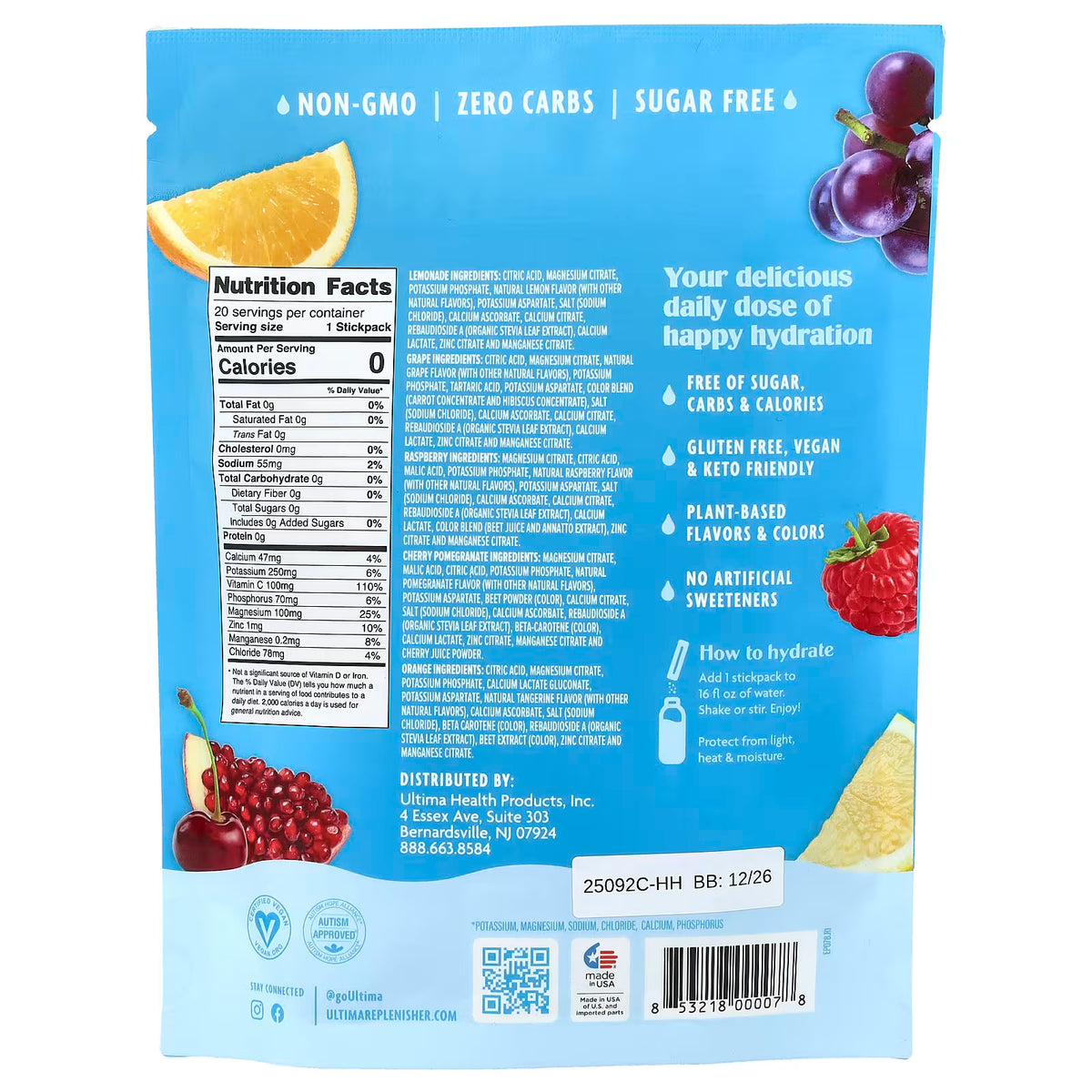 Ultimate Hydration Electrolyte Drink Mix, Variety Pack, 20 Stickpacks