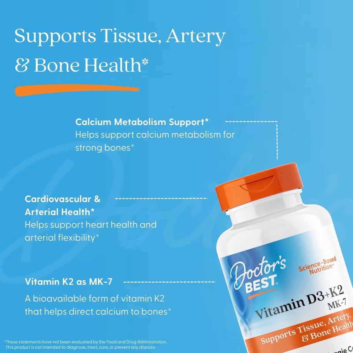 Doctor's Best Vitamin D3 + K2, 5000 IU, 60 Veg Capsules