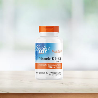 Doctor's Best Vitamin D3 + K2, 5000 IU, 60 Veg Capsules