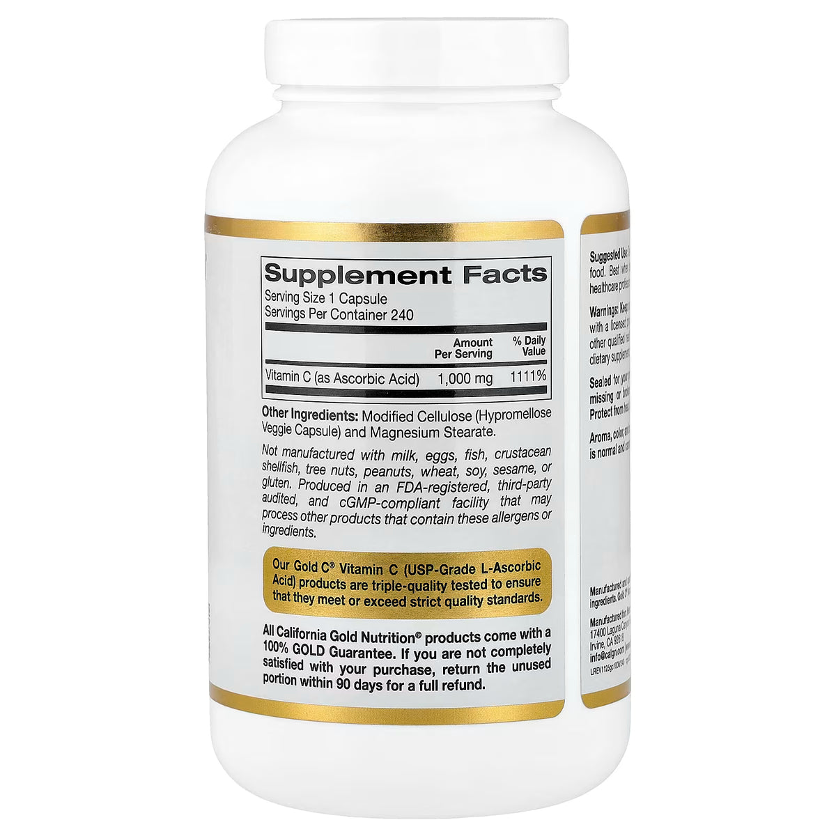 California Gold Nutrition Gold C® Vitamin C, 1,000 mg, 240 Veggie Capsules
