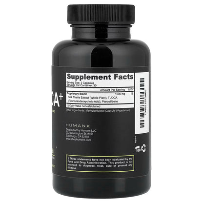 Humanx TUDCA+, Liver Support with Milk Thistle & Pterostilbene, 60 Capsules