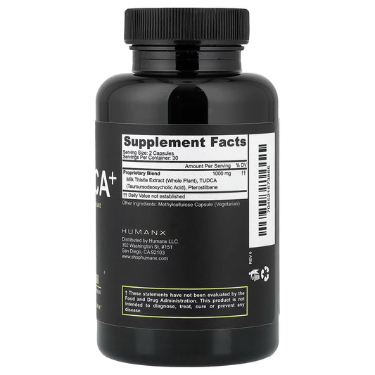 Humanx TUDCA+, Liver Support with Milk Thistle & Pterostilbene, 60 Capsules