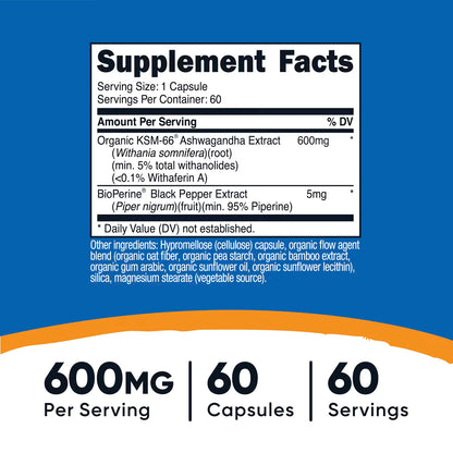 Nutricost KSM-66 Ashwagandha Root Extract, 60 Capsules