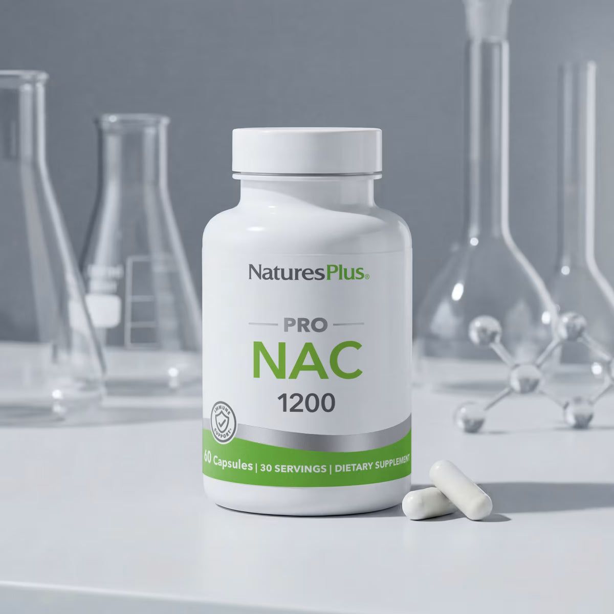 NaturesPlus Pro NAC 1200 mg - 60 Capsules (600 mg per Capsule)
