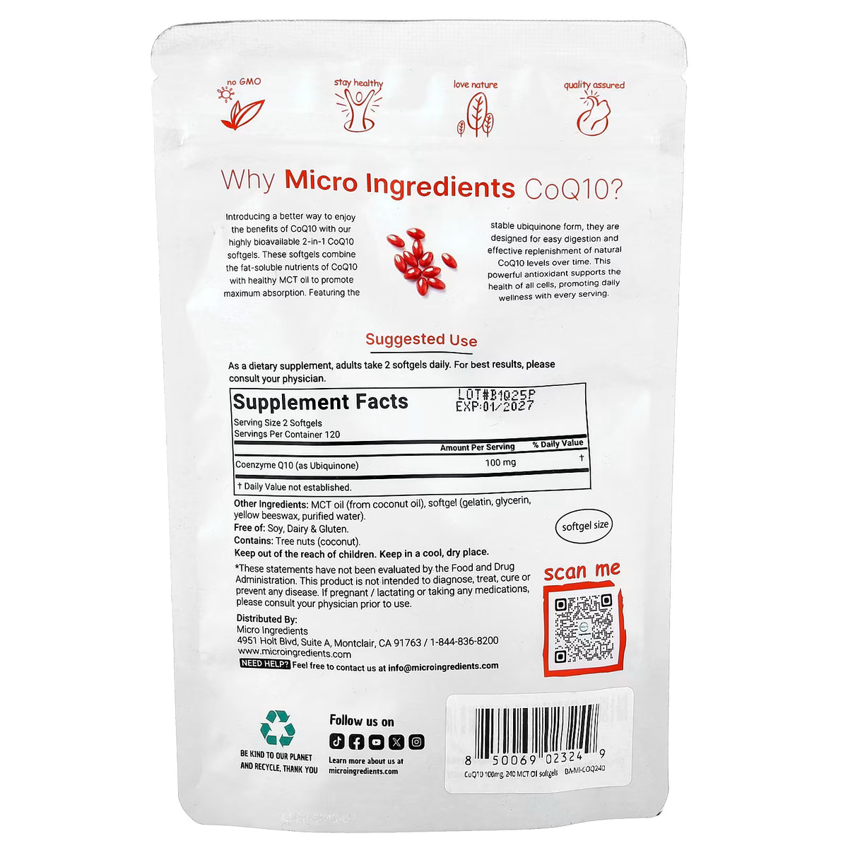 Micro Ingredients CoQ10 100 mg - 240 Softgels
