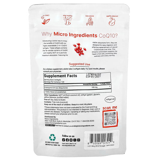 Micro Ingredients CoQ10 100 mg - 240 Softgels