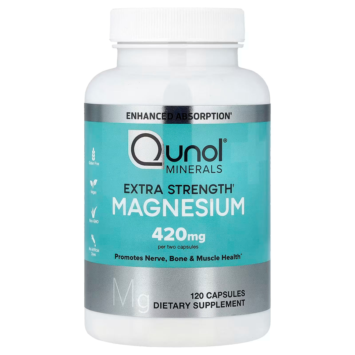 Qunol Magnesium Glycinate 120 capsules 210 mg per capsule