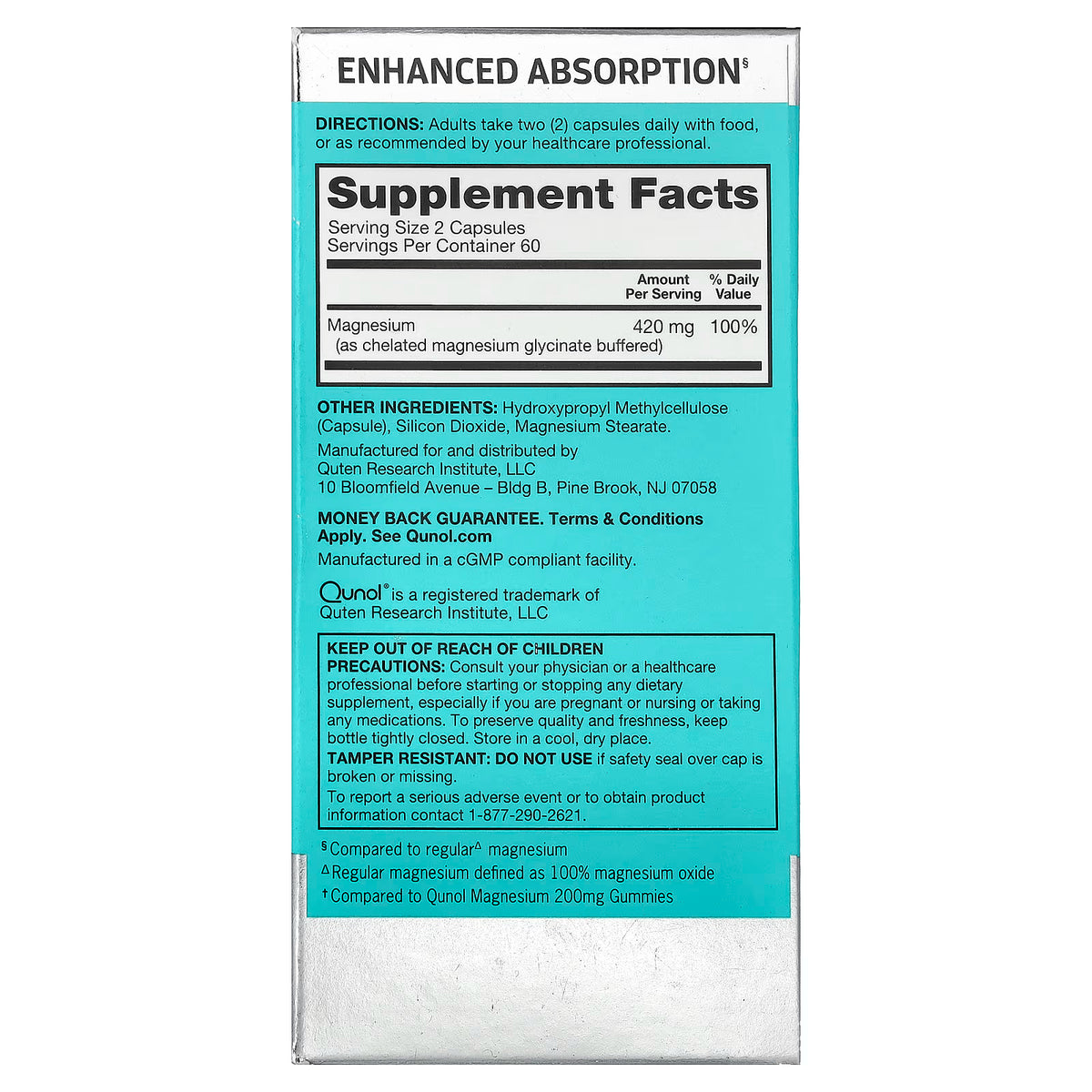 Qunol Magnesium Glycinate, 120 Capsules (210 mg per Capsule)