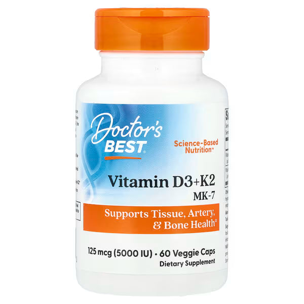 Doctor's Best Vitamin D3 K2 5000 IU 60 veggie capsules