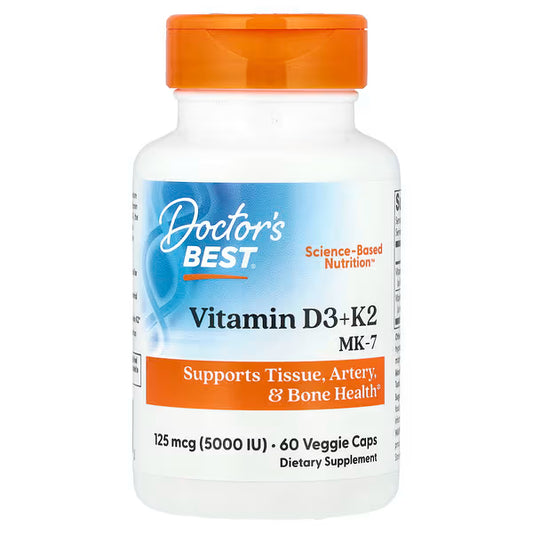 Doctor's Best Vitamin D3 K2 5000 IU 60 veggie capsules